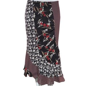 George Black and Red Floral Midi Skirt